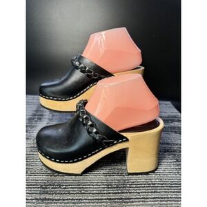 Anthropology Hasbeens Women’s 38/US 7.5 Laila Black Platform Swedish Clogs/#L/